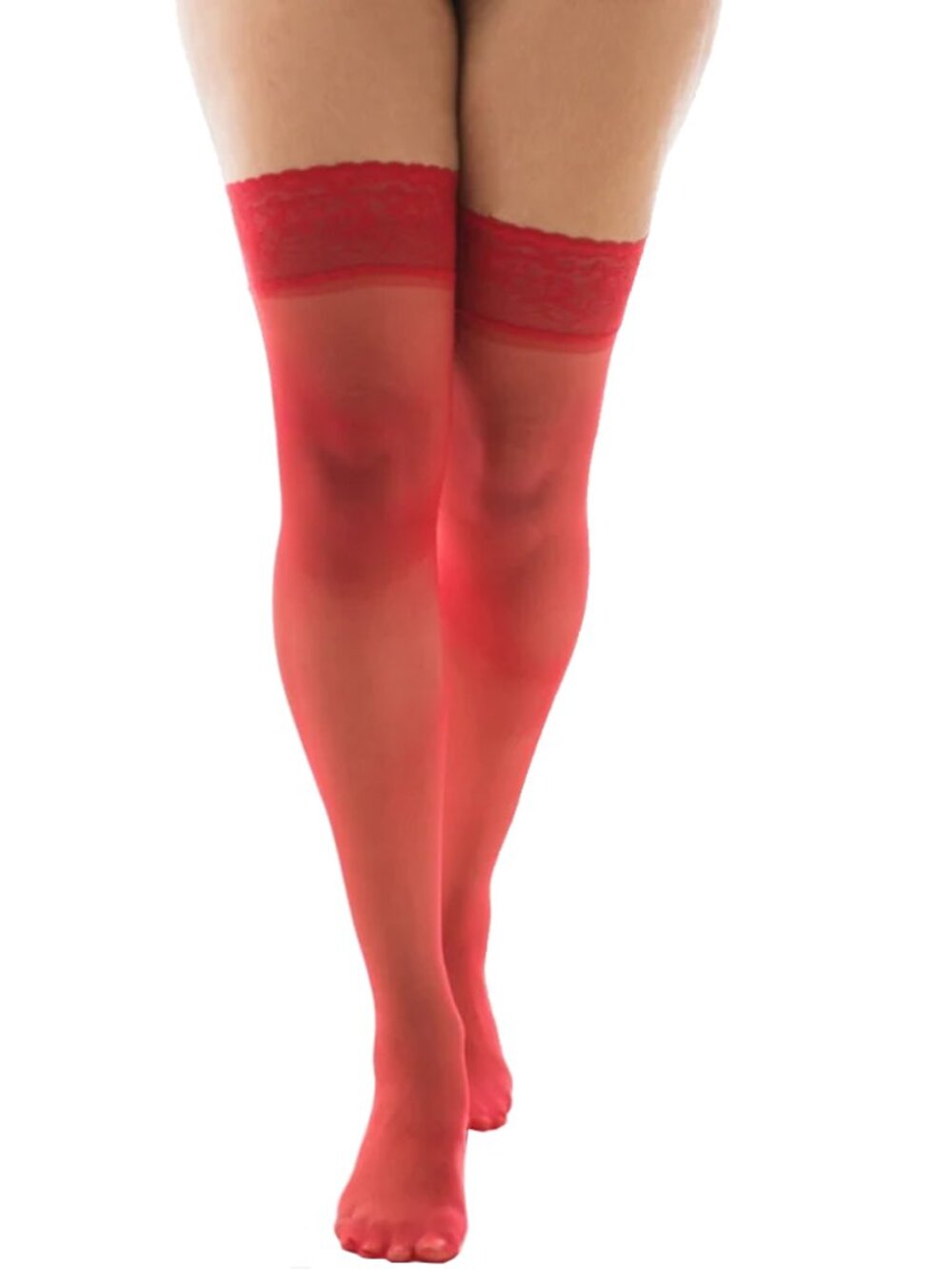 Red Sheer Stay Up Stockings for Women